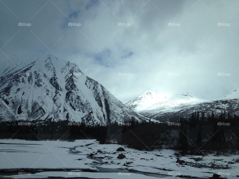 View of mountains during winter