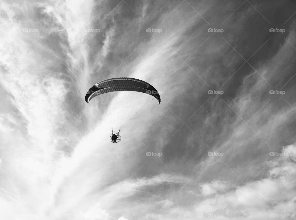 Paraglider in black and White