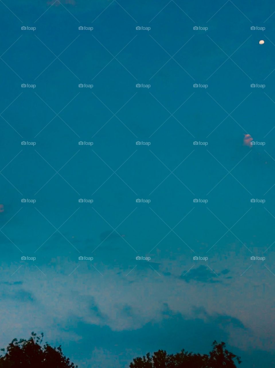 Cloud face gazing up at the moon. 