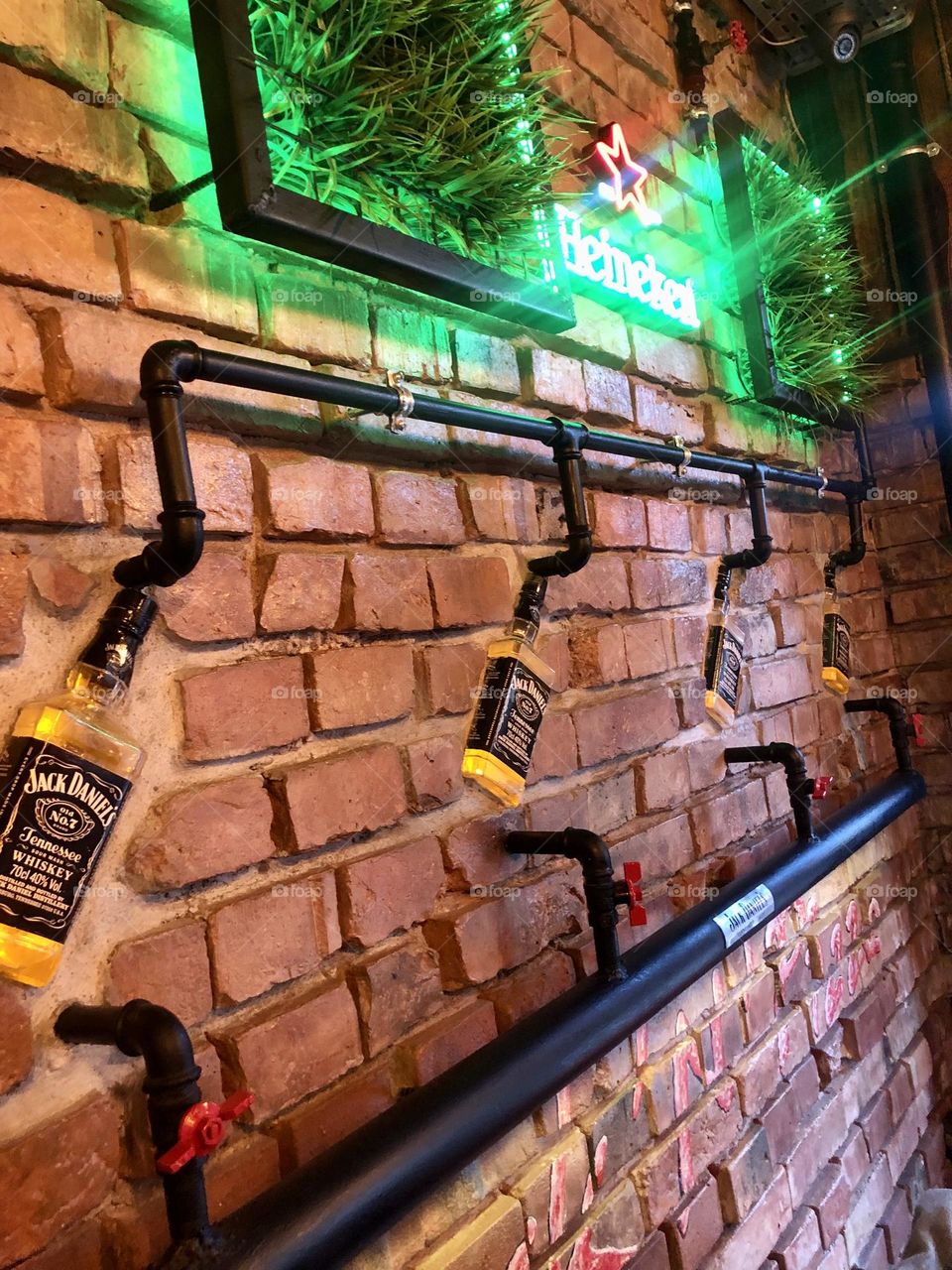 Whiskey bottles on the wall