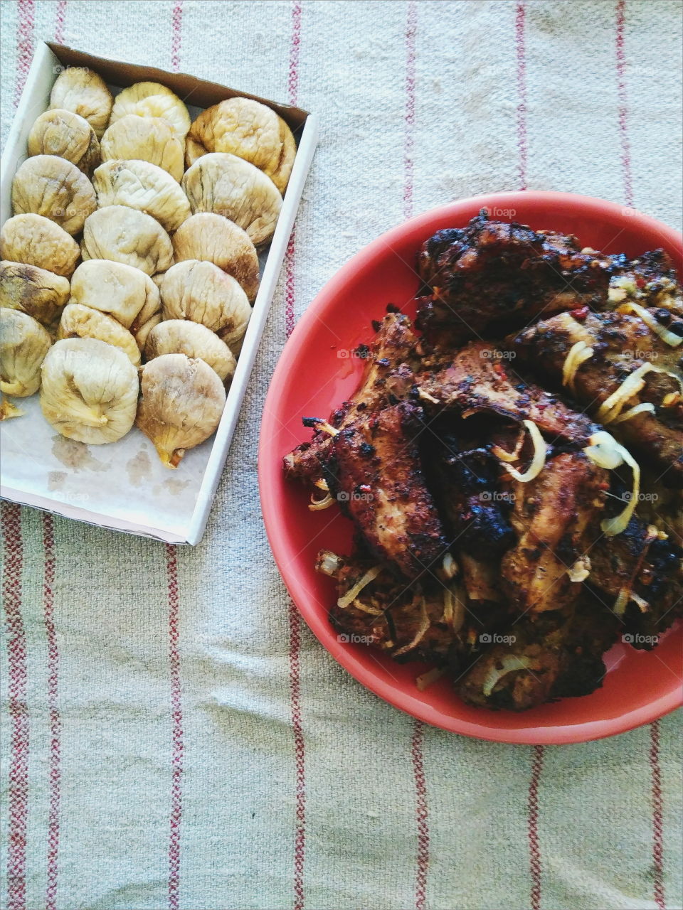 fried pork ribs and figs