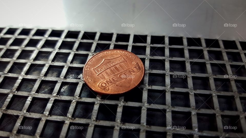 Close-up of one cent coin
