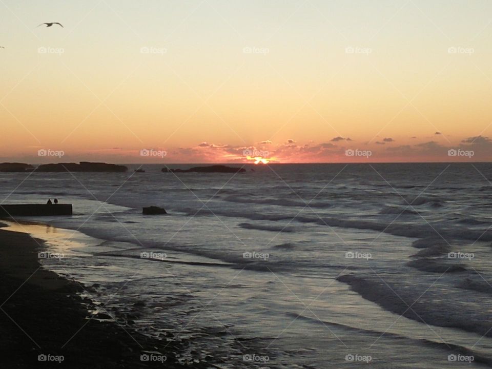 Beautiful sunset at essaouira city in Morocco.