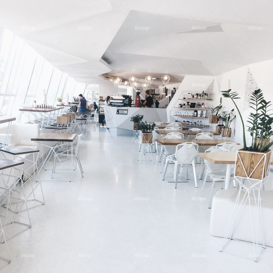 White and bright cafe