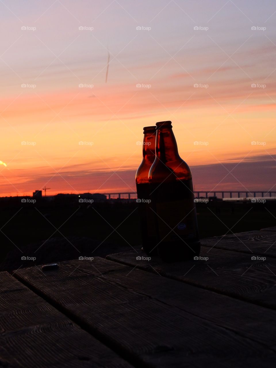 Bottles in dusk