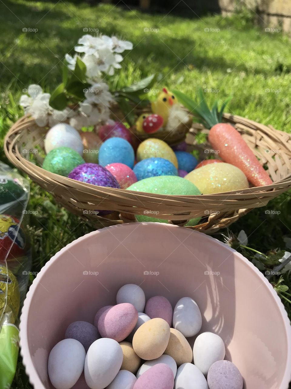 Easter basket and easter candy