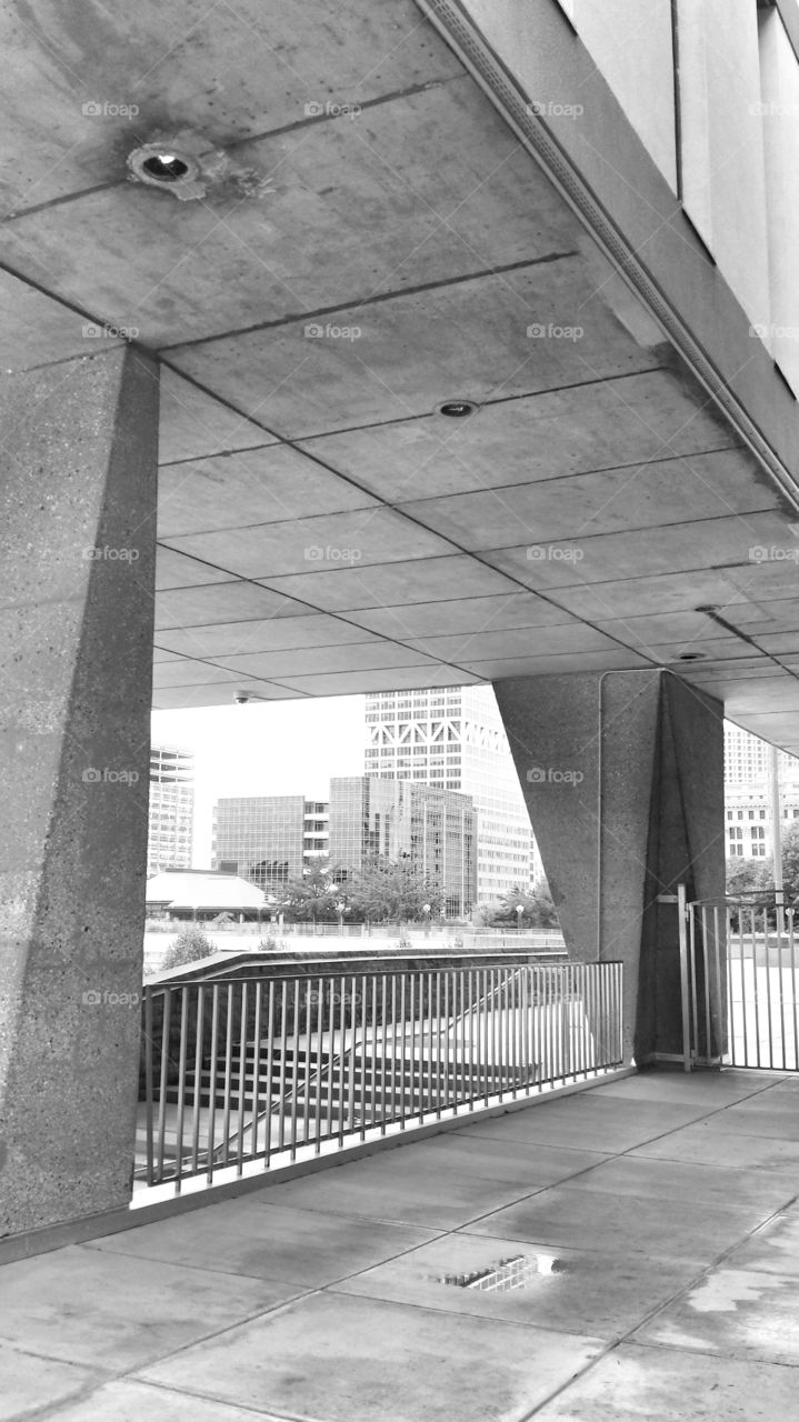 Architecture. View From Beneath Cantilevered  Wing