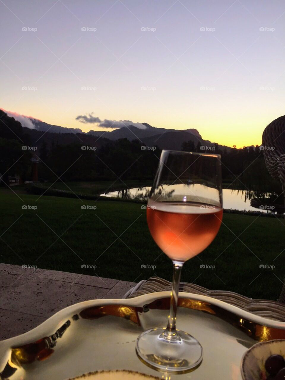 Wine at sunset