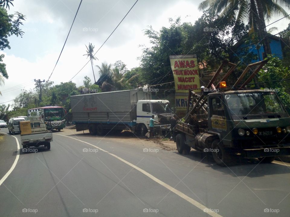 Truck crash at Samsam, Tabanan, Bali
