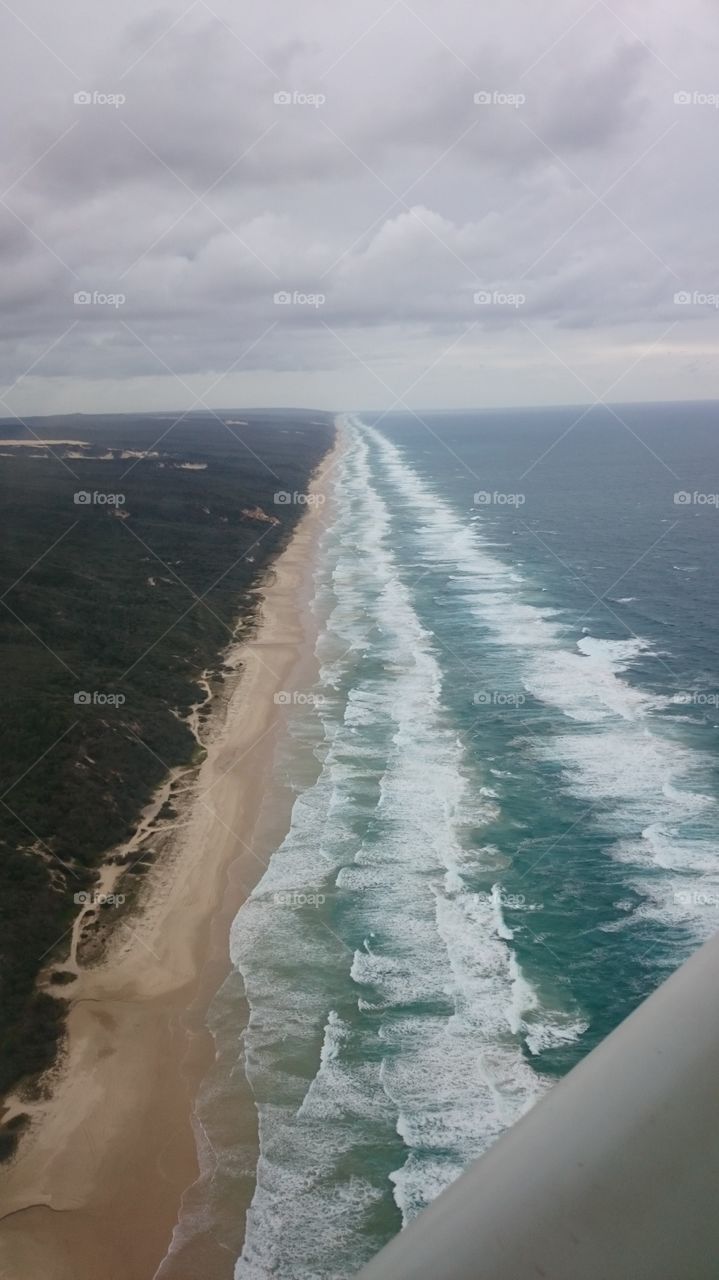 75 mile Beach. Fraser Island from a small plane East Australia