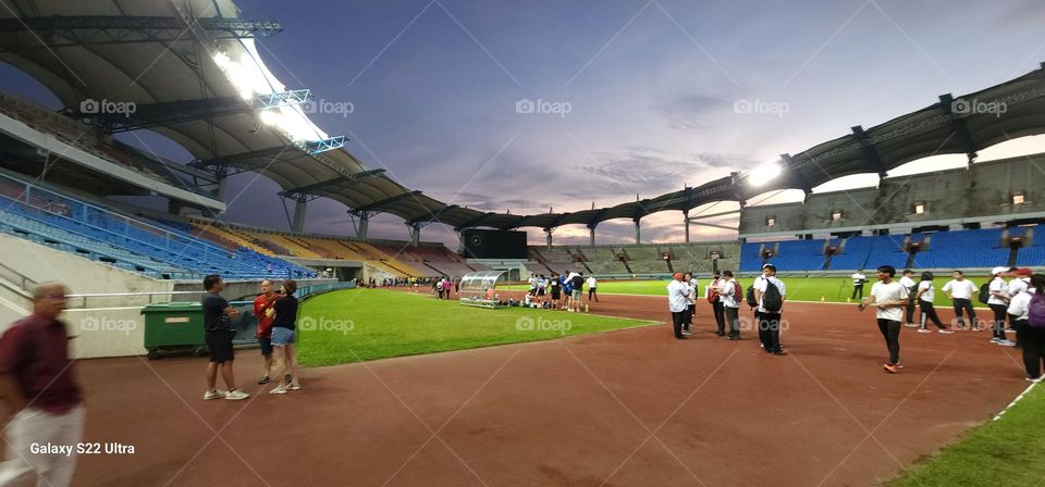 Getting ready for the annual athletic competition at the state stadium.