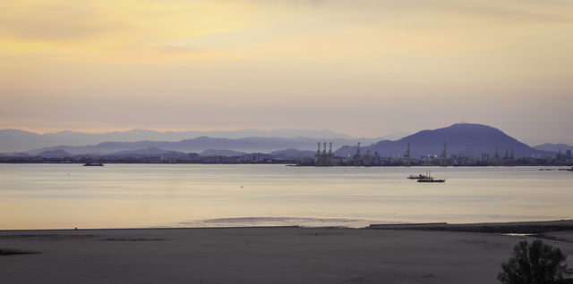 A view of Butterworth Penang’s shipping lanes in malaysia.