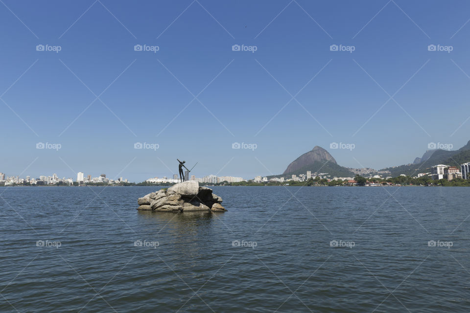 Rodrigo de Freitas Lagoon in Rio de Janeiro Brazil.