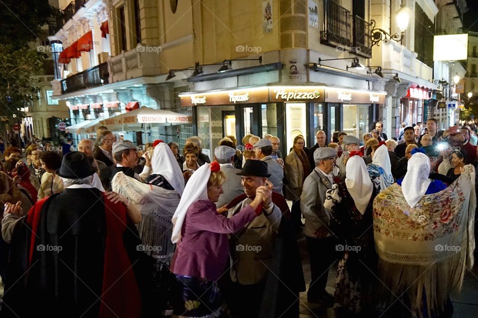 Dancing in the streets of Madrid for Dia de la Almudena 