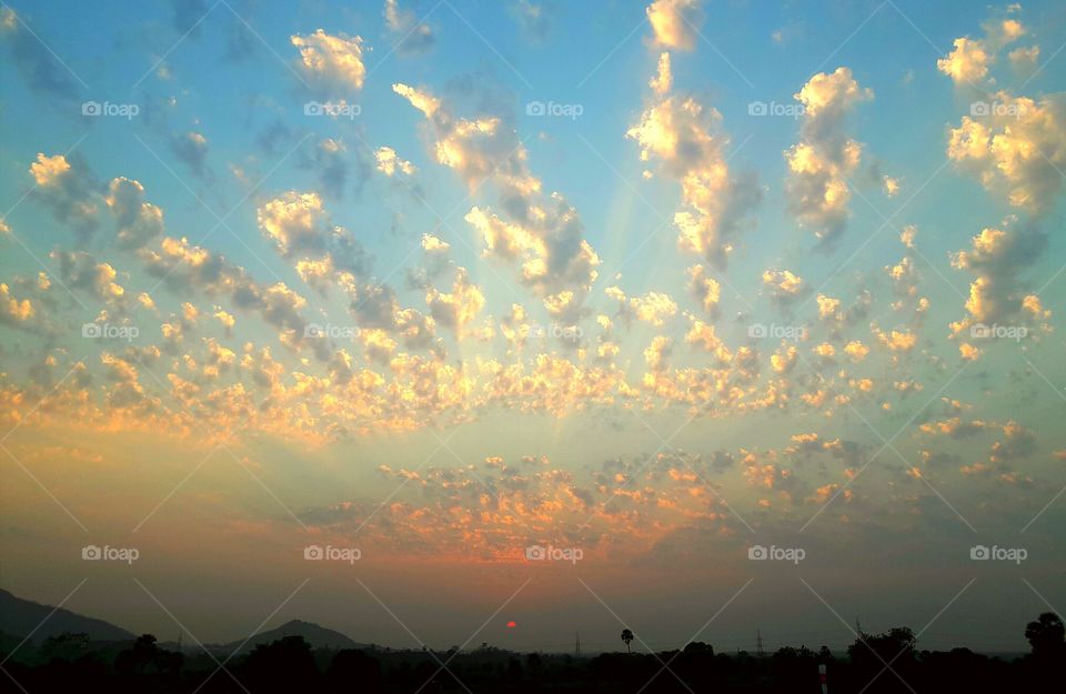 Sunset, Sun, Dawn, Landscape, No Person