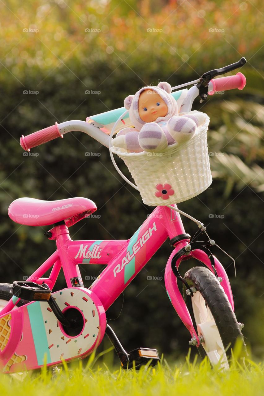 Low angle view of a toddler's bicycle