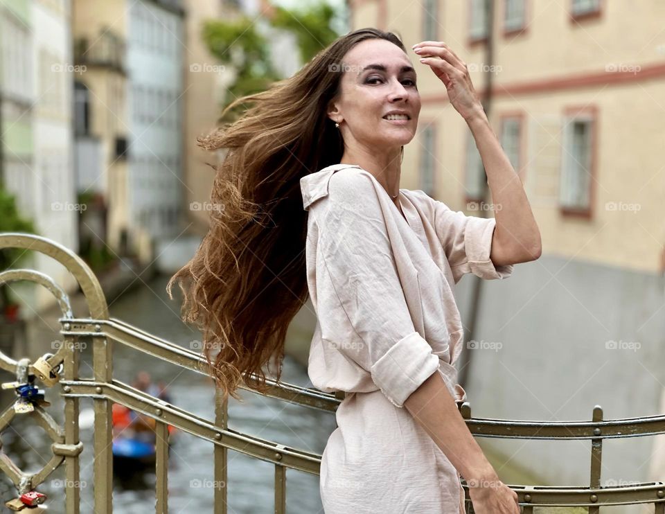 Young woman with long hair 