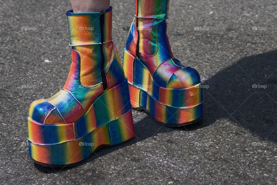 High Platform Rainbow Boots Worn at Fay Pride Parade 