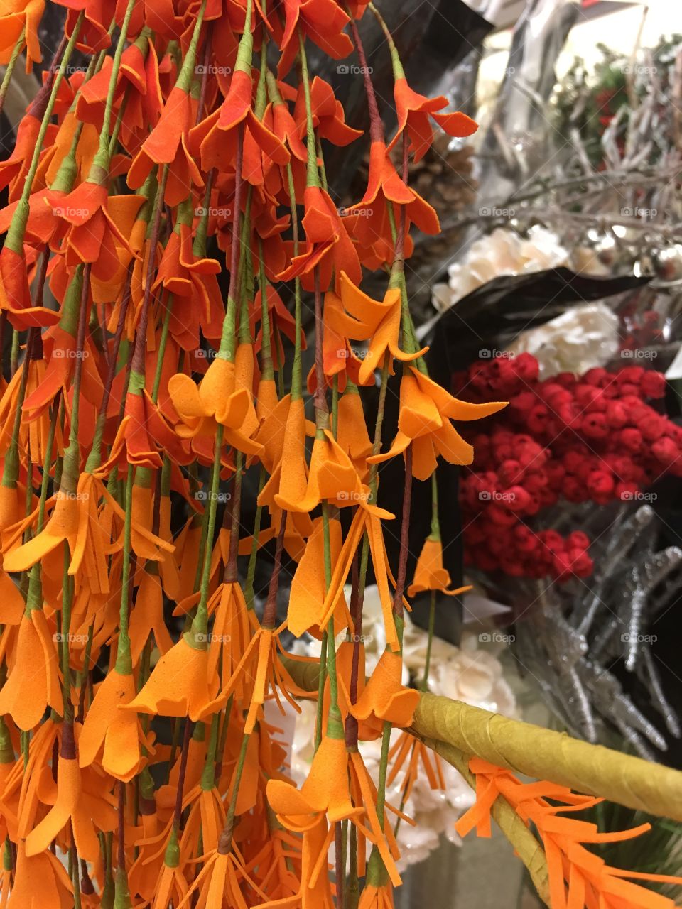 Close-up of a fake orange flower