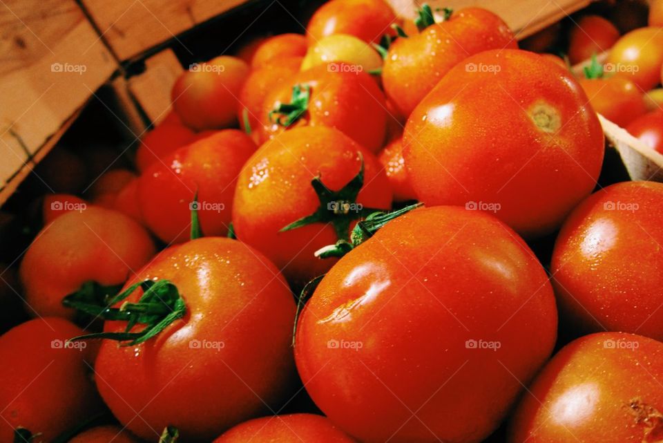 Red ripe juicy and moist tomatoes