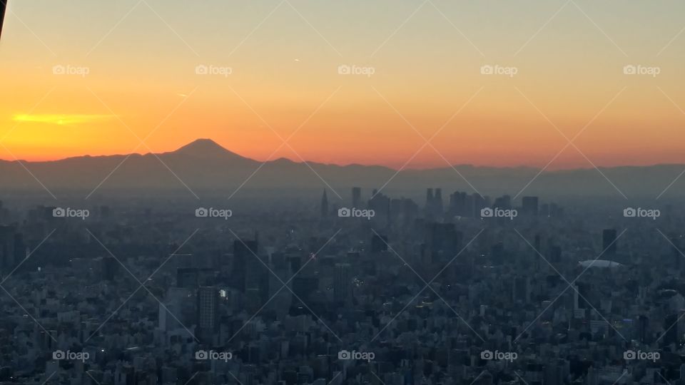 tokyo skyline mount fuji