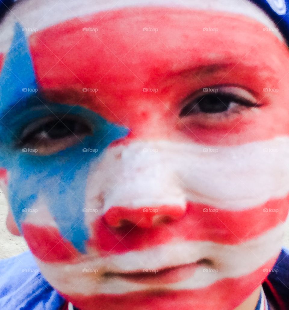 Close-up of painted face of boy