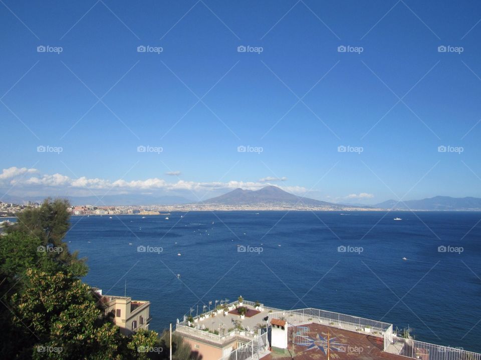 View towards the city of Naples, Italy 