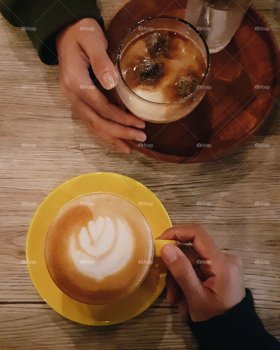 A warm talk with a cup of coffee.