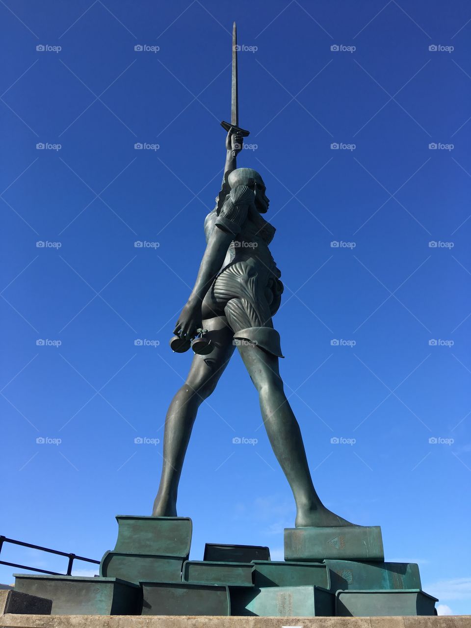 Verity stands tall against our North Devon sky. Truth and Justice by Damien Hurst 