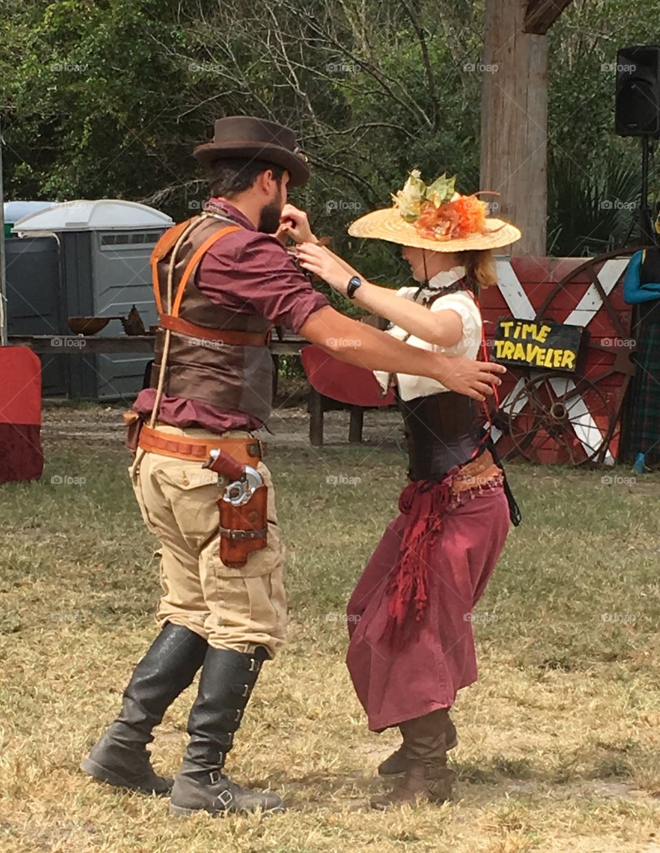 Dancing at a Fall Festival. Fall Festival Steampunk style. 