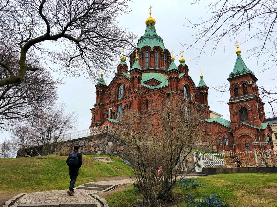 Cloudy day at Uspenski Cathedral, Helsinki, Finland