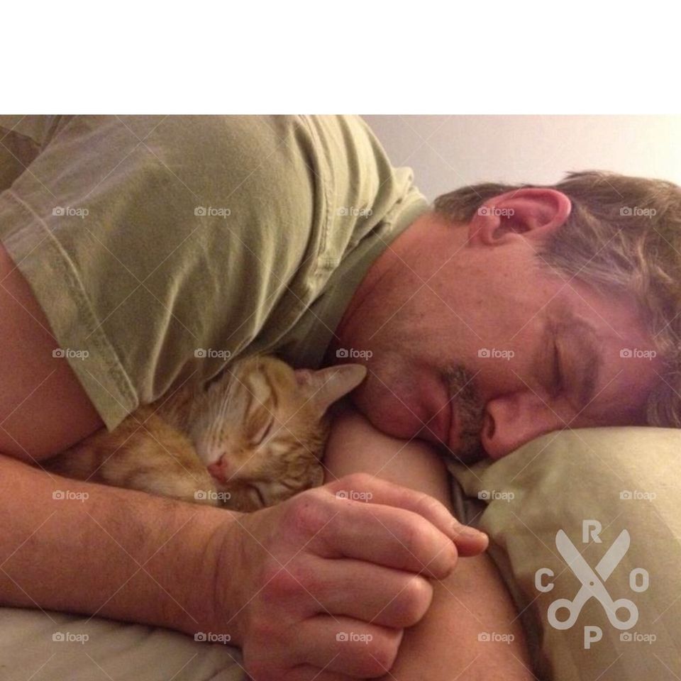Man and cat.