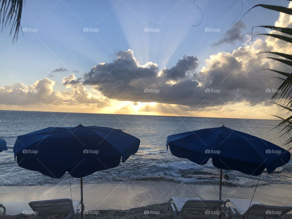 Sunset at maho beach Sint Maarten Caribbean 