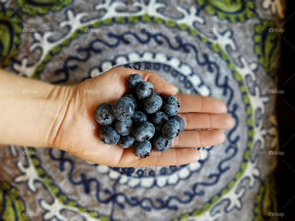 Holding blueberries