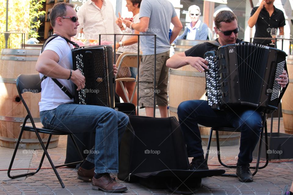 Street Musicians. Street musicians with accordions in Sion,Switzerland.
