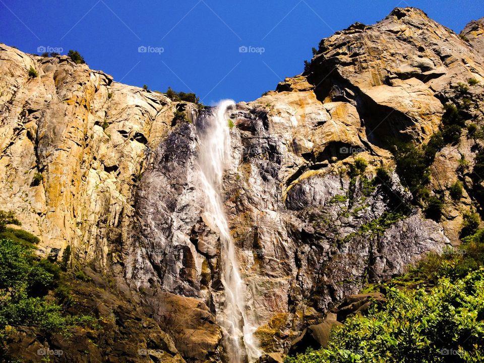 Low angle view of waterfall