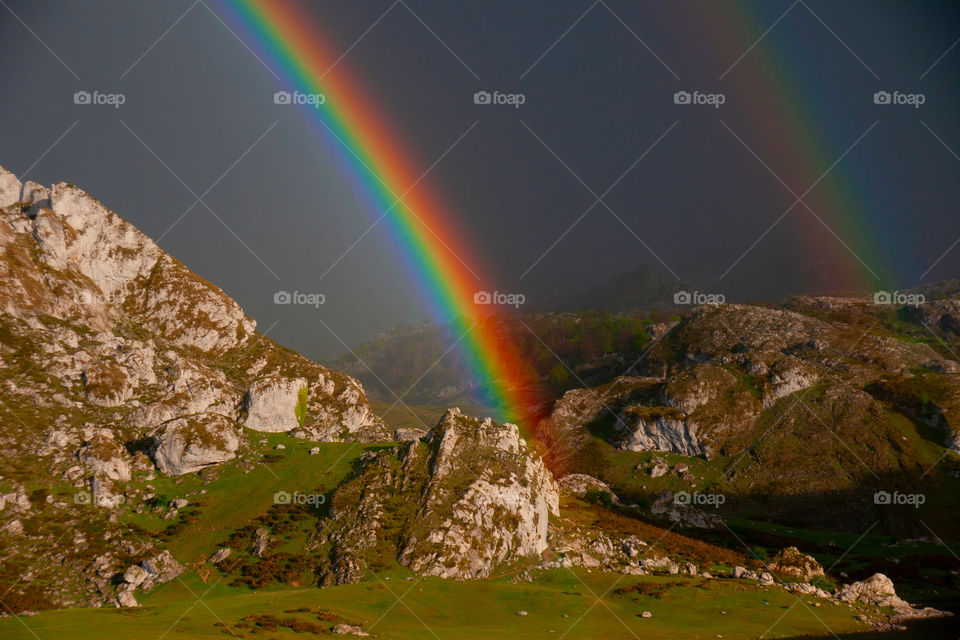 Amazing landscape and rainbow 