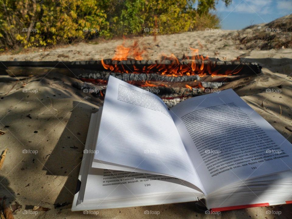 fire and book