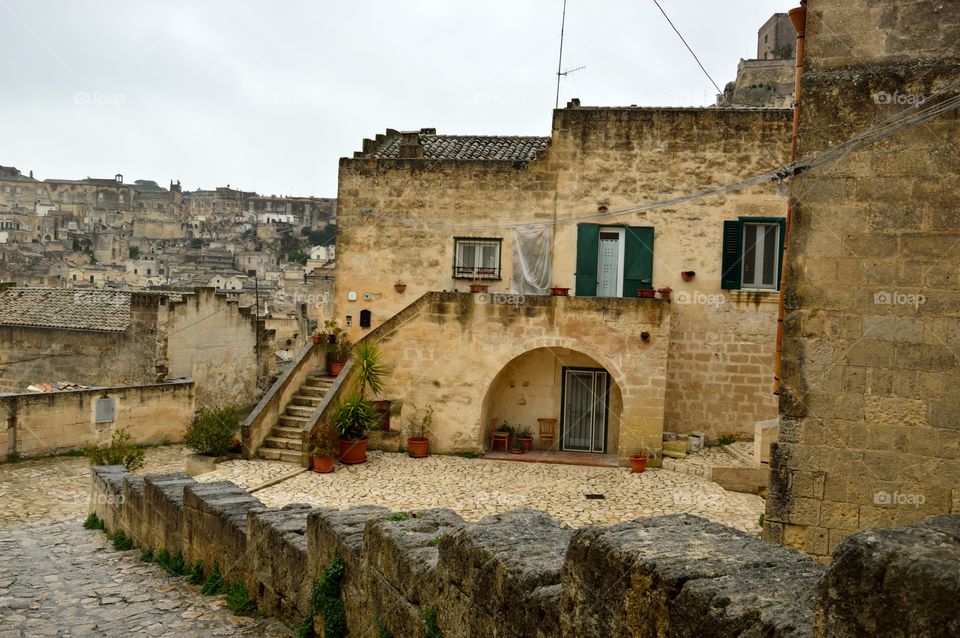 the historic and beautiful Italian city of Matera with its striking stones