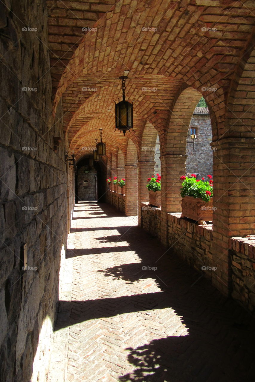 Hallway outside of court yard Castillo de Amorosa