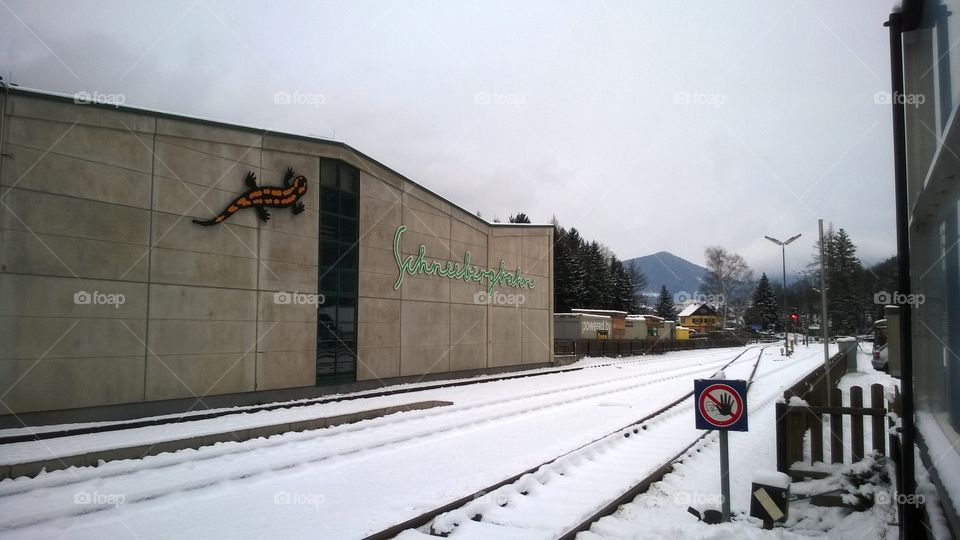 Schneeberg railway station. Austria, Europe,winter time