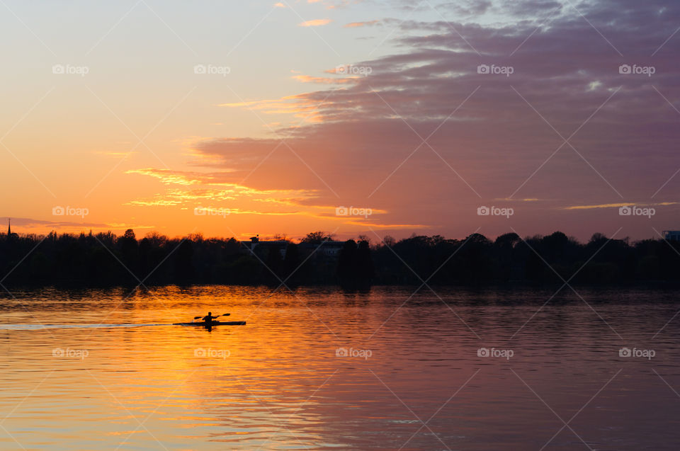 Canoe on lake