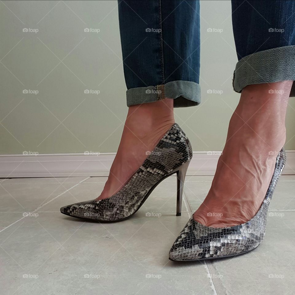 snakeskin stiletto heels