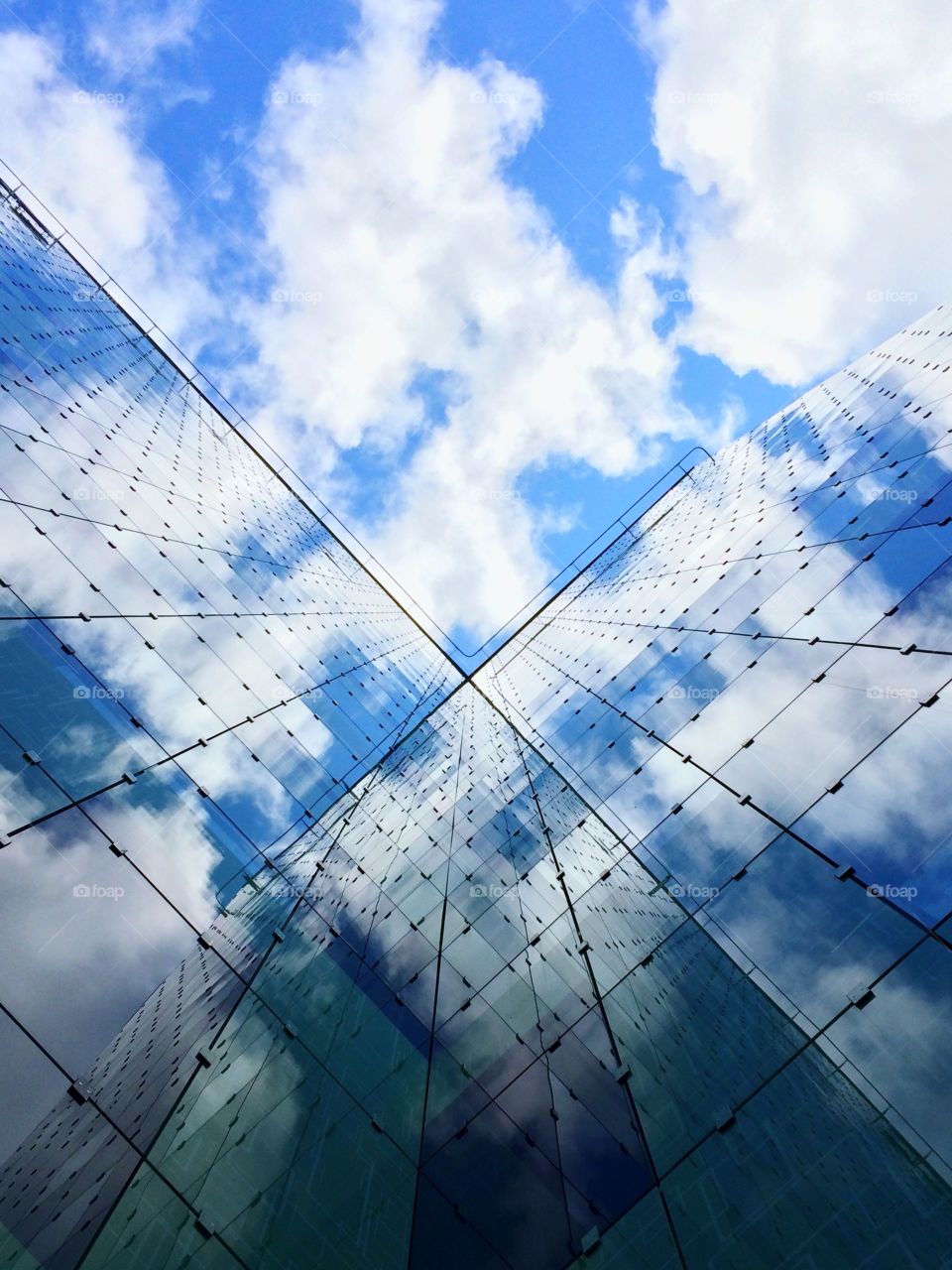 Stockholm architecture. A day with perfect conditions for a reflection of the sky