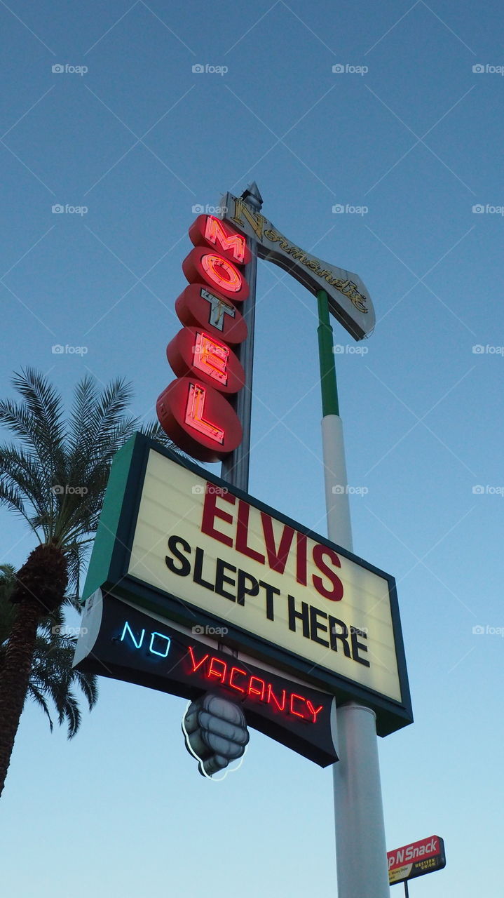 Elvis slept here Normandie . Elvis slept here Normandie motel vintage neon sign Las Vegas Nevada iconic Vegas strip historic landmark travel lodge 