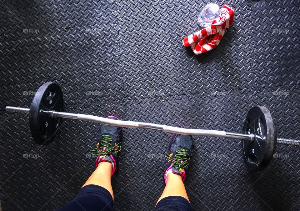 Working out at the gym 