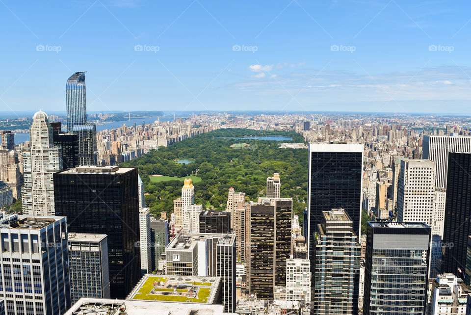High angle view of Central Park skyline