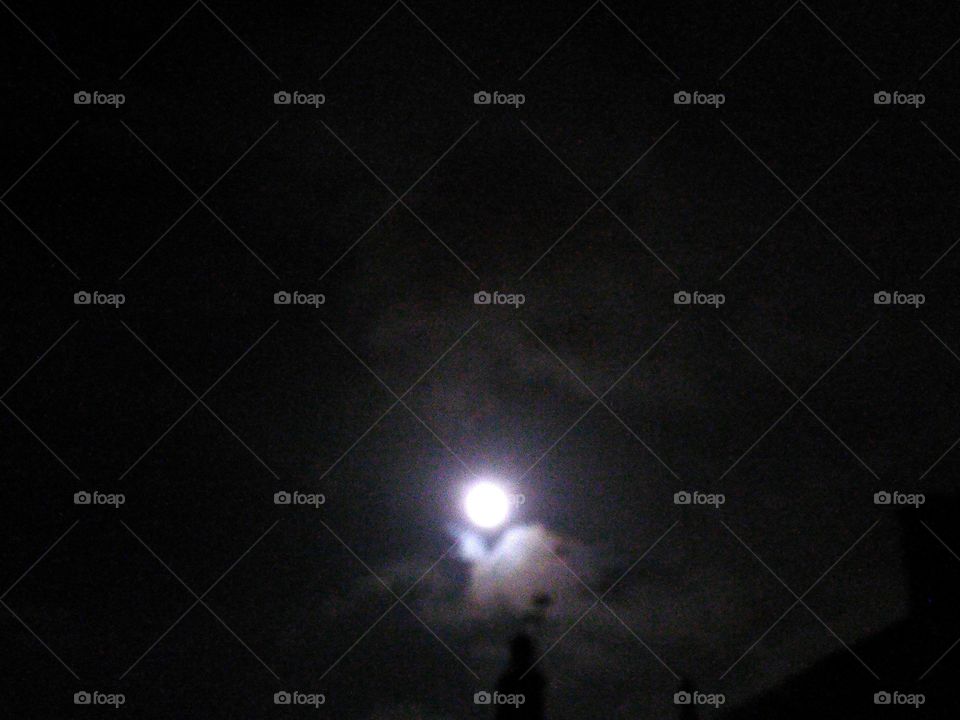 moon behind clouds