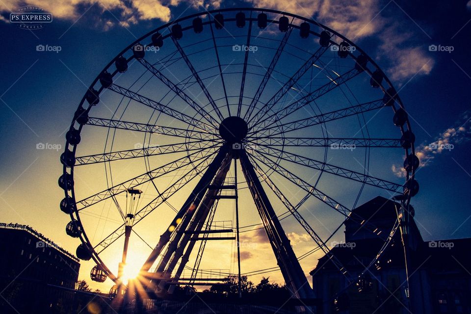 Big wheel Riesenrad Dresden Sun Sonnenuntergang