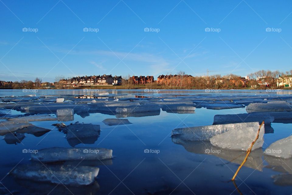 Ice on water